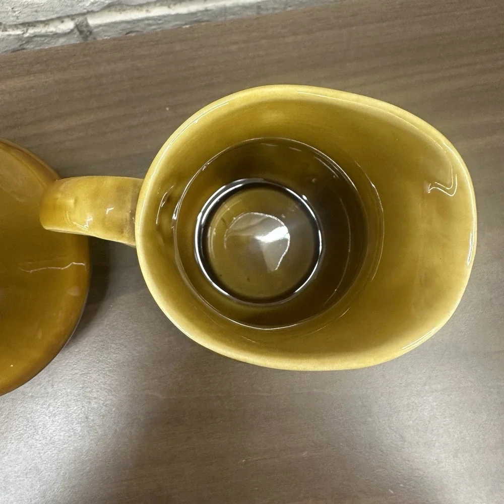 Vintage MCM Set Creamer & Sugar W Lid Two tone Brown Glaze Harvest Gold Japan
